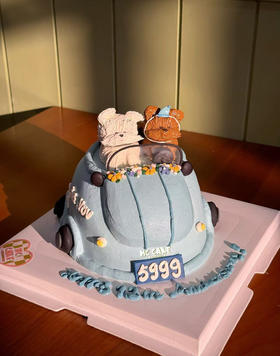 潦草小狗兜风汽车蛋糕