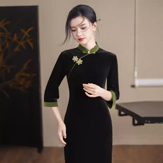 丝绒单层旗袍TM7908 商品图1