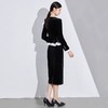 IWY/黑色丝绒职业套装女法式赫本风秋季新款时尚显瘦长袖套裙通勤工装1024CS010 商品缩略图4