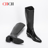 CHCH平衡鞋长靴2024秋冬新品牛油皮拉链粗跟时尚女靴长筒靴CN2B8021 商品缩略图1