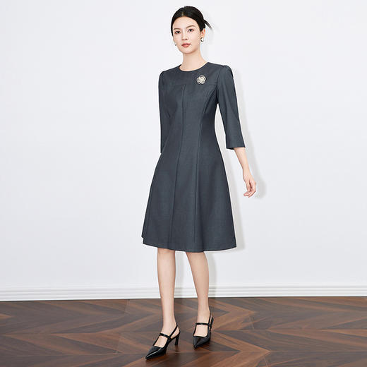 【高货wl】全新升级【铂金会员358/天猫479/差价121】(13110) 洛诗琳法式优雅通勤女神范七分袖收腰显瘦高级感连衣裙 商品图1