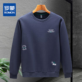 【7A抗菌含桑蚕丝】罗蒙春秋男装卫衣万针绣卫衣男士秋装上衣休闲百搭长袖T恤男