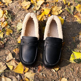 内联升女鞋女式牛皮矮跟休闲棉鞋4290C