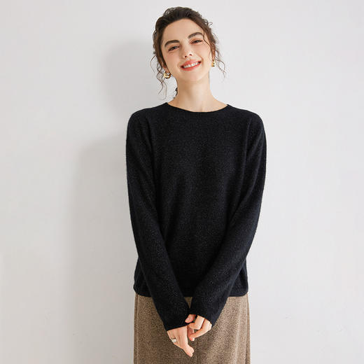 Avann阿曼衣无缝金丝平面圆领100%羊绒衫MY007- 商品图0