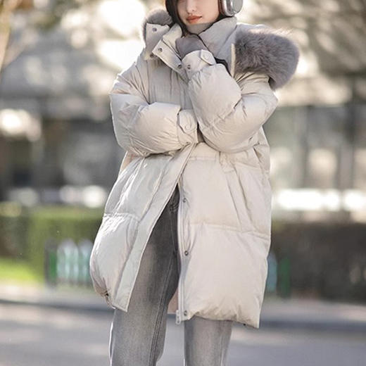 黑绷带鹅绒服狐狸毛领90白鹅绒羽绒服高端平湖女装新款冬季中长款！ 商品图0
