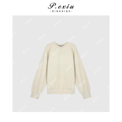 04-6潘依绣丁丁宠粉【轻松卫衣】亚麻肌理感松弛百搭套头长袖卫衣 7025T 商品图1