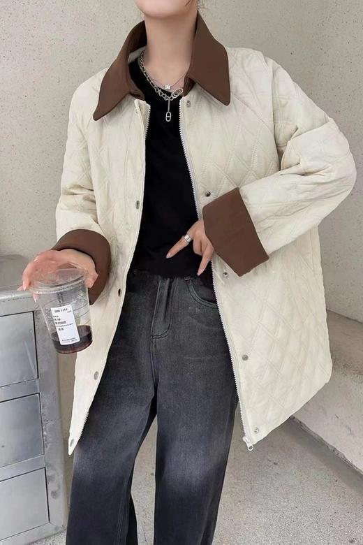 LNNNS 复古撞色翻领菱格纹外套 19333 商品图0