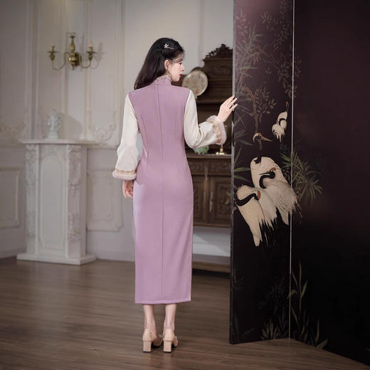 2024年复古少女日常新款秋冬双袖旗袍TM7945 商品图4