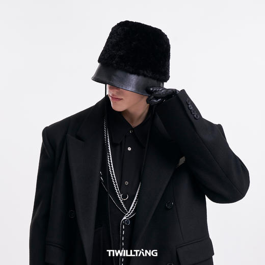 启世录TIWILLTANG“叠境玳潋”毛绒拼皮水桶帽 商品图2