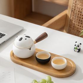 【积分】熊猫侧把旅行茶具快客杯一壶二杯便携茶具