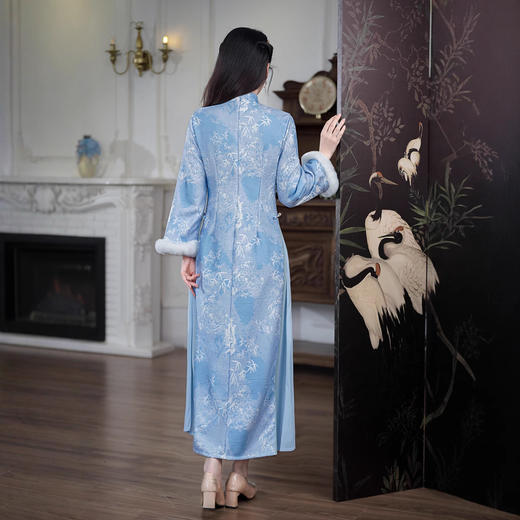 新款蓝色淑女改良大袖奥黛旗袍TM7940 商品图4