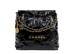 CHANEL香奈儿 22Bag 超大容量做旧金标 牛皮托特包Tote包购物袋子母包单肩包 小号 女款 黑色