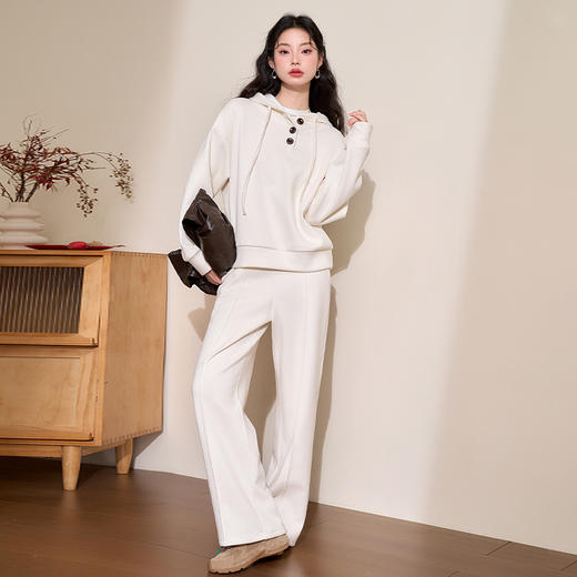 慵懒风保暖直筒裤女年早春松紧腰高腰显高显瘦宽松休闲裤V4443583 商品图1