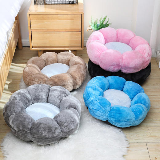 新款宠物窝猫咪冬季保暖猫窝毛绒圆形花朵窝四季通用狗窝 商品图2