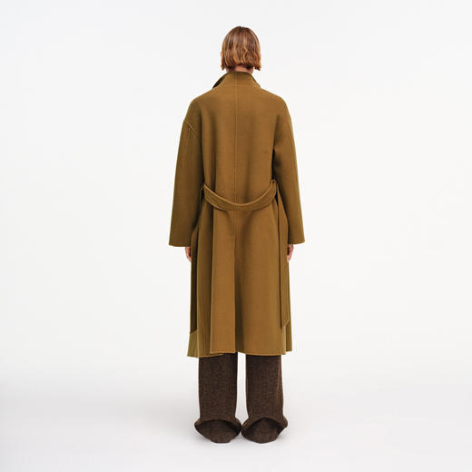 舒库羊绒羊毛大衣女秋冬长款经典双面呢外套复古美拉德 商品图4