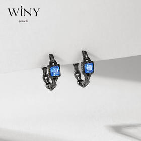 Winy925纯银黑色薄荷糖耳圈轻奢小众高级感耳环送女友闺蜜生日礼物