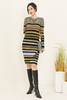 ANSUABEL 圆领复古撞色条纹针织连衣裙 14694 商品缩略图2