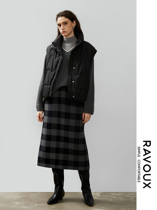 264129907方格纹直筒半裙 商品图2