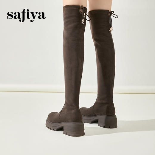 预售5天发|Safiya/索菲娅2024冬季小个子增高粗腿显瘦弹力厚底过膝长靴 SF44117259 商品图8