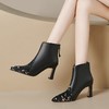 【预售5天】名媛辣妈性感时装靴，尖头粗跟高跟女靴马毛拼接短靴QS&6028 商品缩略图4