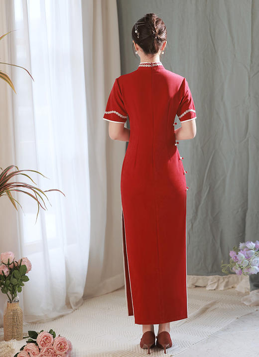 清新甜美长款单层短袖旗袍   TM7287 商品图3