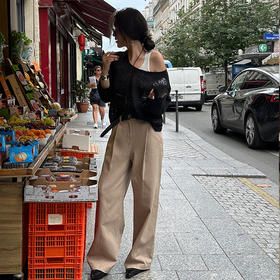 【顺丰包邮】43533 洛诗琳秋冬复古风编织腰带阔腿直筒牛仔裤女090