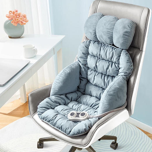 冬季加热坐垫办公室学生家用毛绒保暖坐垫靠背一体椅子垫 商品图0