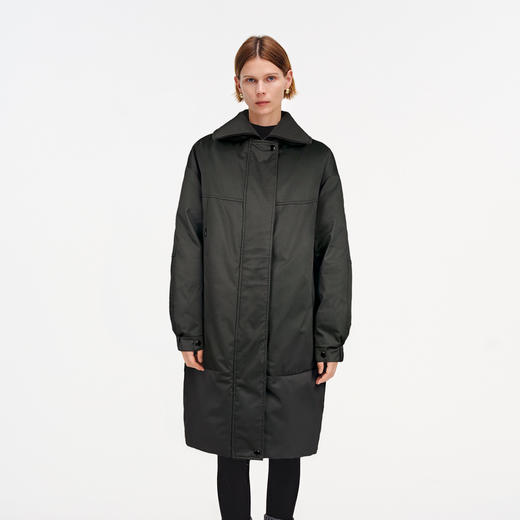 舒库羽绒服女冬季oversize保暖鹅绒服中长款外套纯色翻领落肩 商品图2