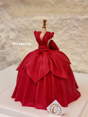 #华丽/雍容华贵的晚礼服 #女神蛋糕 #翻糖蛋糕 忌廉蛋糕【半翻糖蛋糕需提前3天预订，由于制作繁琐，此款只能下午后提取】（默认自提，收费配送请联系客服）