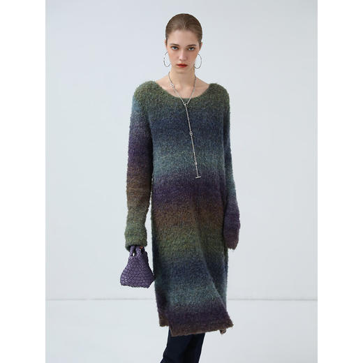 COCOBELLA舒芙蕾轻法风渐变软糯舒适毛衣裙气质连衣裙MZ7076 商品图3