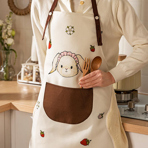 摩登主妇赫拉兔围裙厨房做饭防水防油围腰工作服家用2024新款罩衣 商品图1