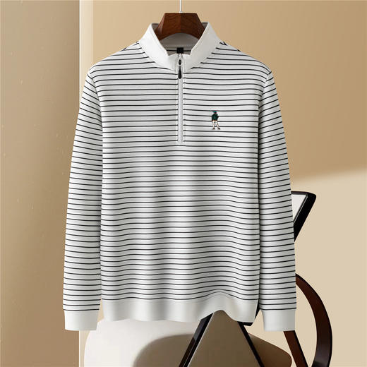 【色织空气层海魂衫】罗蒙春秋长袖T恤男士立领半拉链卫衣男春秋打底卫衣外套男 商品图2