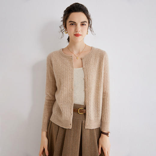 Avann阿曼衣金丝扭花羊绒开衫MY003 商品图2