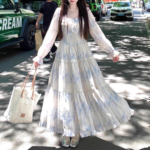 裁缝学苑AS371法式方领复古长袖蛋糕裙连衣裙纸样女装大摆长裙样板 商品图4