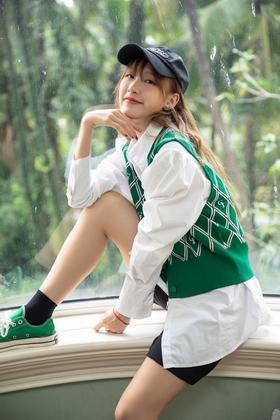 LNNNS 法式复古菱格针织马甲背心 14698