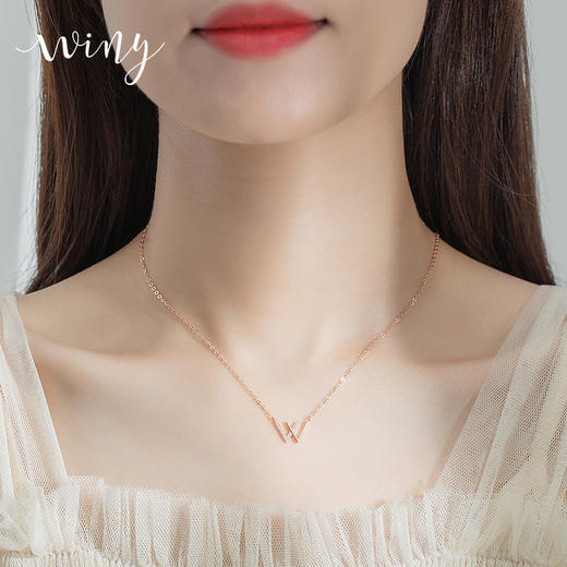 Winy925纯银简语项链玫瑰金色轻奢小众精致锁骨链送女友生日礼物 商品图1