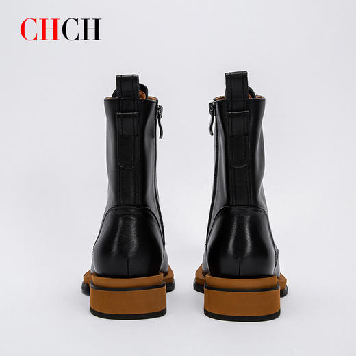 CHCH平衡鞋短靴2024秋冬新品拉链粗跟时尚女靴短靴马丁靴CN2B6141 商品图3