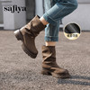 预售5天发|Safiya/索菲娅2024秋冬美拉德时尚厚底粗跟小个子百搭套筒堆堆裤管靴 SF44116404/SF44118404 商品缩略图4