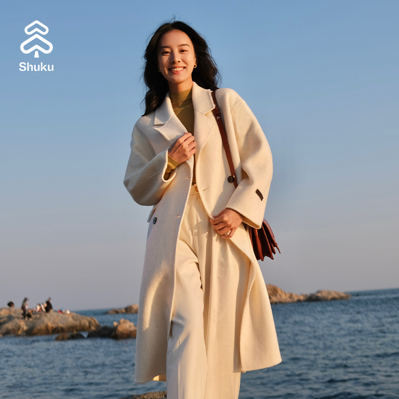 【舒系列】舒库100%绵羊毛毛呢大衣女年秋冬长款经典羊毛外套