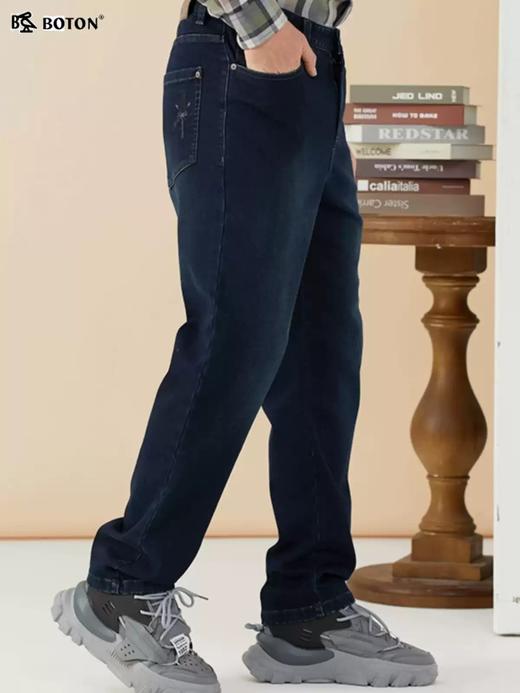 波顿[短绒保暖]男士秋冬季加绒直筒宽松牛仔长裤ME821322 商品图4