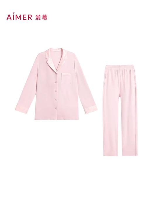 爱慕24秋冬亲肤暖丝睡衣女含真丝开衫长袖分身家居套装 商品图1