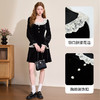 西遇短款赫本风丝绒小黑裙女冬季新款收腰淑女A字版型裙子14342969 商品缩略图2