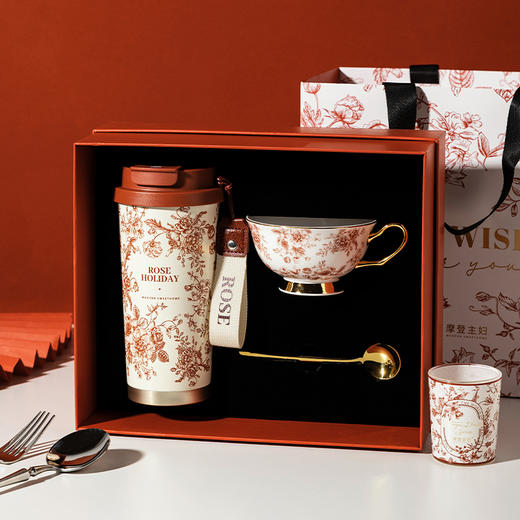摩登主妇玫瑰假日保温杯生日礼物杯子高档礼盒2024新款水杯咖啡杯 商品图0