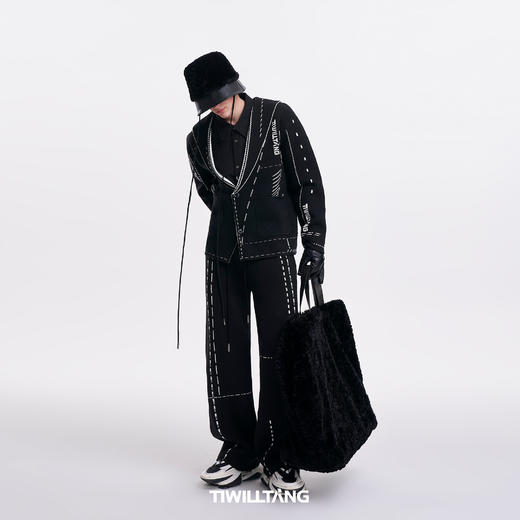 启世录TIWILLTANG“叠境玳潋”毛绒拼皮水桶帽 商品图4