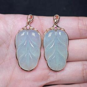 23893-18k翡翠叶子吊坠