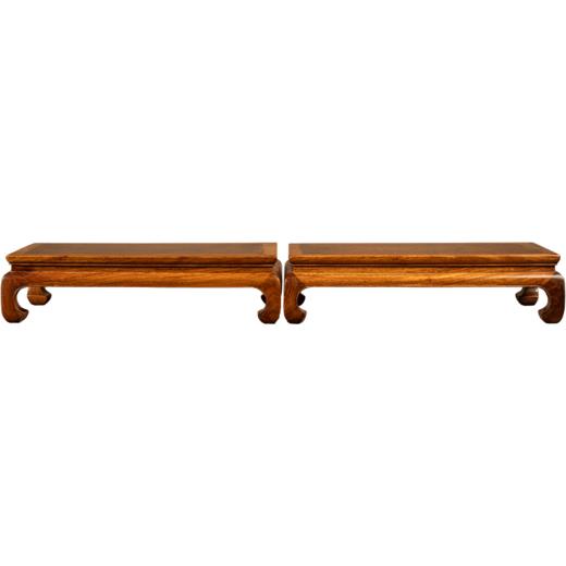 二十世纪 黄花梨镶瘿木彭牙鼓腿器座（一对） 商品图5