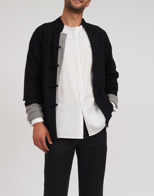 盛唐牡丹 |新中式男士针织羊绒衫（浅灰色） 商品图2