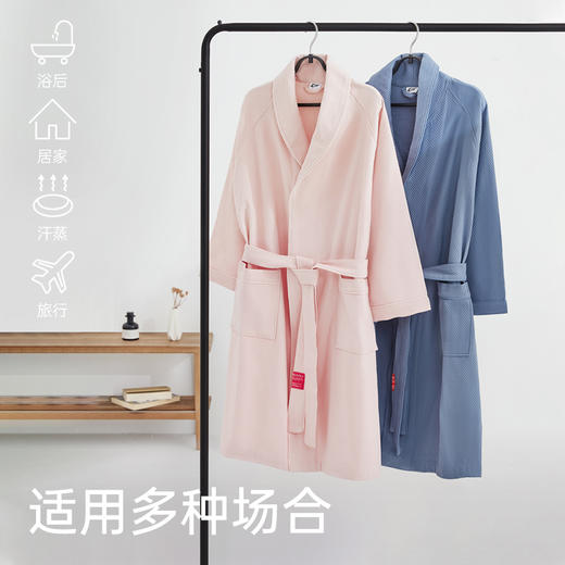三利浴袍女吸水速干华夫格纯棉薄款透气睡袍夏季毛巾情侣浴衣长款浴袍 商品图4
