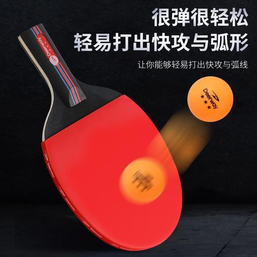 「送球包+球！2支装」德尔惠乒乓球拍套装 专业弹力初学者儿童成人直拍横拍体育用品 商品图2