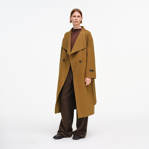 舒库羊绒羊毛大衣女秋冬长款经典双面呢外套复古美拉德 商品图1